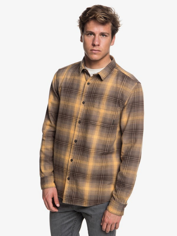 quiksilver, Fatherfly FLannel Long Sleeve Shirt, CHOCOLATE BROWN FATHERFLY CHEC (csd1) 0 Fatherfly FLannel Long Sleeve Shirt Brown EQYWT03730 Quiksilver