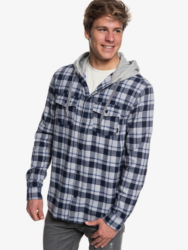 quiksilver, Snap Up Flannel Long Sleeve Shirt, NAVY BLAZER SNAP UP (byj1) 0 Snap Up Flannel Long Sleeve Shirt Blue EQYWT03732 Quiksilver