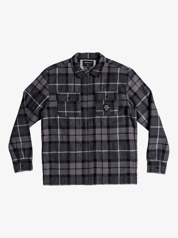 quiksilver, Fuji Pine Long Sleeve Zip Over Shirt, BLACK PLAID FLANNEL (kvj1) 0 Fuji Pine Long Sleeve Zip Over Shirt Black EQYWT03742 Quiksilver