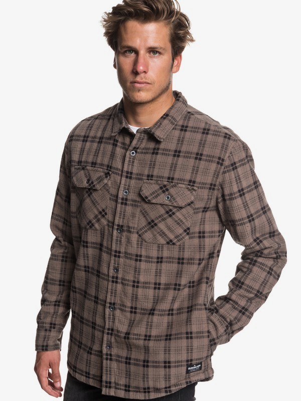 quiksilver, Black Ikura Long Sleeve Fleece Lined Shirt, FALCON PRINTED CHECK (szg6) 0 Black Ikura Long Sleeve Fleece Lined Shirt Grey EQYWT03743 Quiksilver
