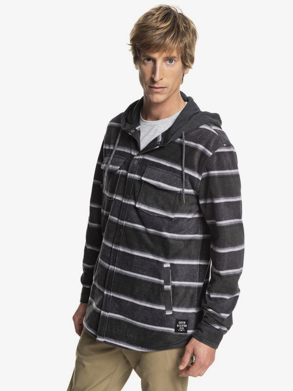 quiksilver, Surf Days Long Sleeve Hooded Shirt, BLACK SURF DAYS STRIPES (kvj3) 0 Surf Days Long Sleeve Hooded Shirt Black EQYWT03744 Quiksilver