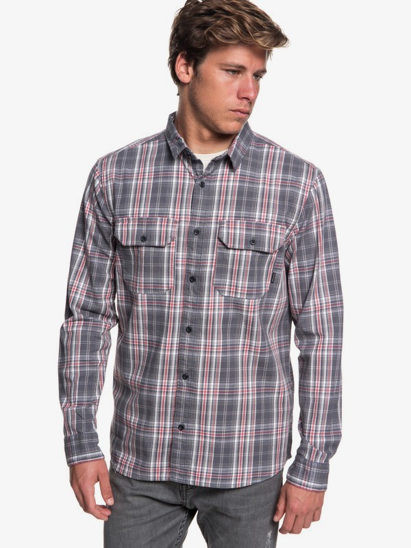 quiksilver, Fitz Long Sleeve Shirt, IRON GATE FITZ CHECK (kzm1) 0 Fitz Long Sleeve Shirt Black EQYWT03747 Quiksilver