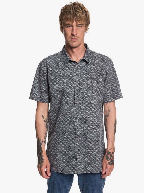 quiksilver, Walls Short Sleeve Shirt, TARMAC CHECKER STRESS (kta6) 0 Walls Short Sleeve Shirt Black EQYWT03759 Quiksilver