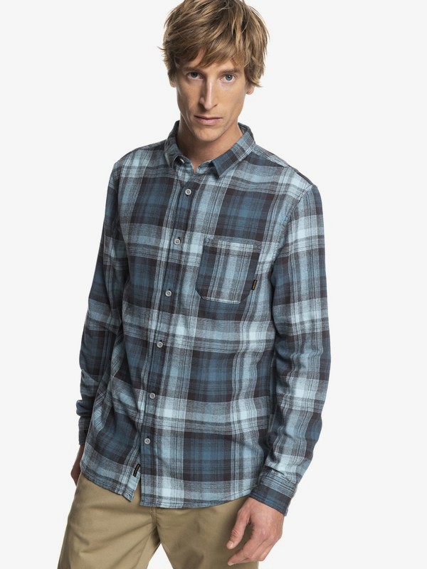 quiksilver, Fatherfly Long Sleeve Shirt, TAPESTRY FATHERFLY CHECK (bph1) 0 Fatherfly Long Sleeve Shirt Blue EQYWT03768 Quiksilver