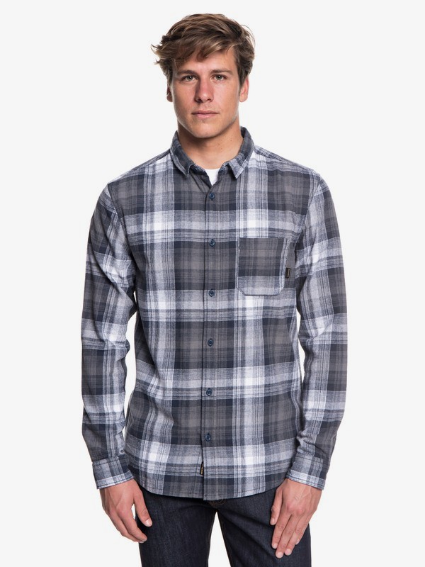 quiksilver, Fatherfly Long Sleeve Shirt, BLUE NIGHT FATHERFLY CHECK (bst1) 0 Fatherfly Long Sleeve Shirt Blue EQYWT03768 Quiksilver