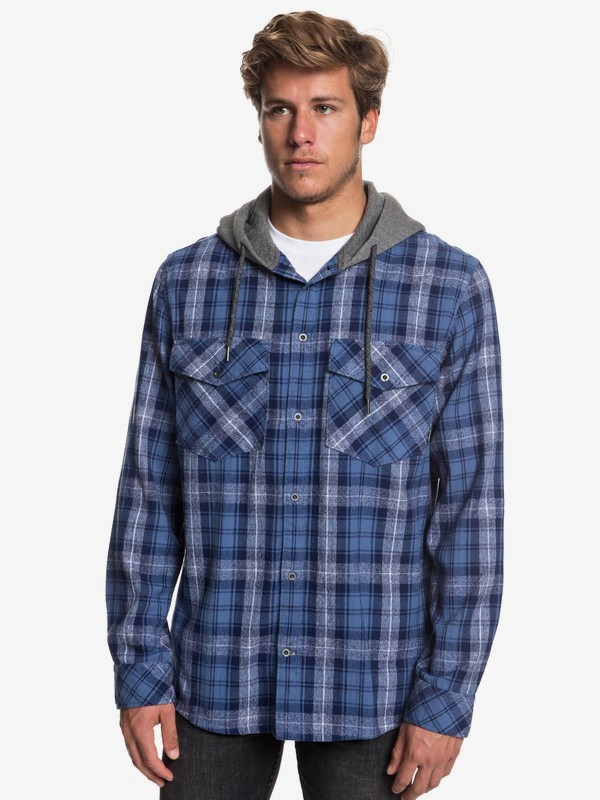 quiksilver, The Magston Long Sleeve Hooded Shirt, MEDIEVAL BLUE MAGSTON (bte1) 0 The Magston Long Sleeve Hooded Shirt Blue EQYWT03770 Quiksilver