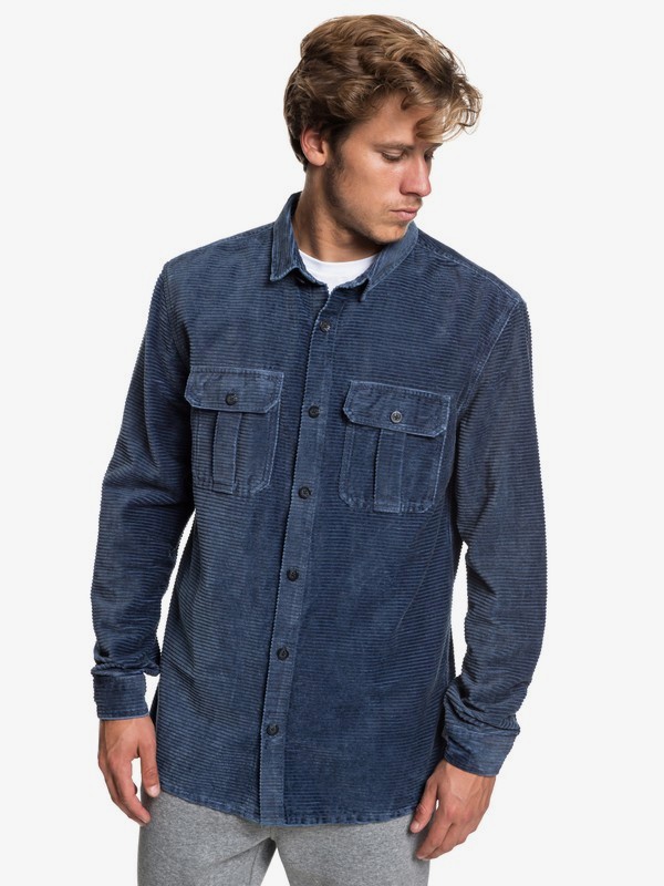 quiksilver, Melton Minds Long Sleeve Shirt, BLUE NIGHTS (bst0) 0 Melton Minds Long Sleeve Shirt Blue EQYWT03776 Quiksilver