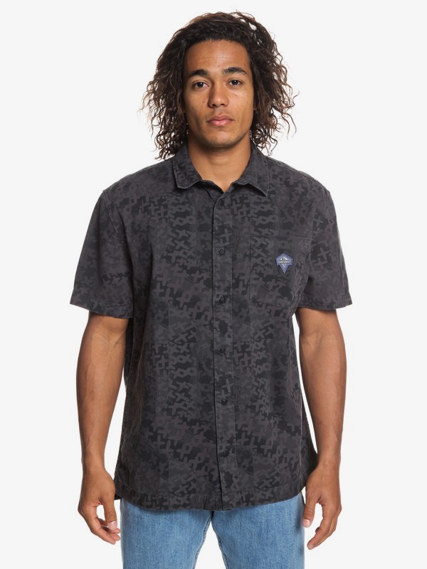quiksilver, Originals - Camisa de Manga Corta para Hombre, BLACK CROSSTOWN (kvj6) 0 Originals - Camisa de Manga Corta para Hombre Negro EQYWT03780 Quiksilver