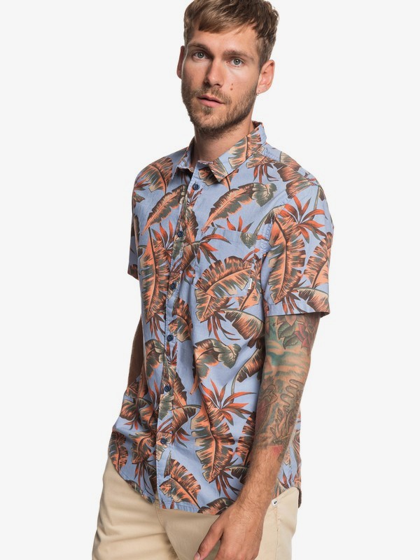 quiksilver, Noosa Paradise - Camisa de Manga Corta para Hombre, STONE WASH NOOSA PARADISE (bkj6) 0 Noosa Paradise - Camisa de Manga Corta para Hombre Azul EQYWT03786 Quiksilver