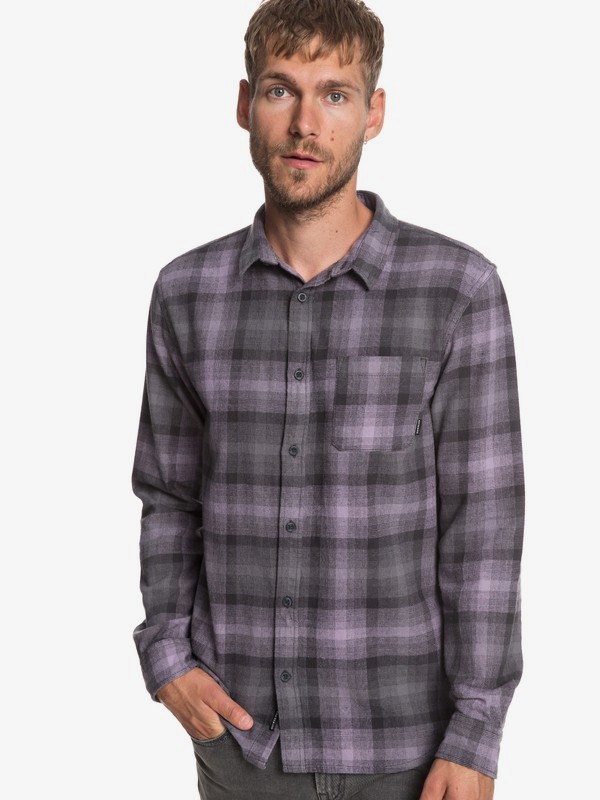 quiksilver, Fatherfly Long Sleeve Flannel Shirt, TARMAC FATHERFLY (kta1) 0 Fatherfly Long Sleeve Flannel Shirt Black EQYWT03787 Quiksilver