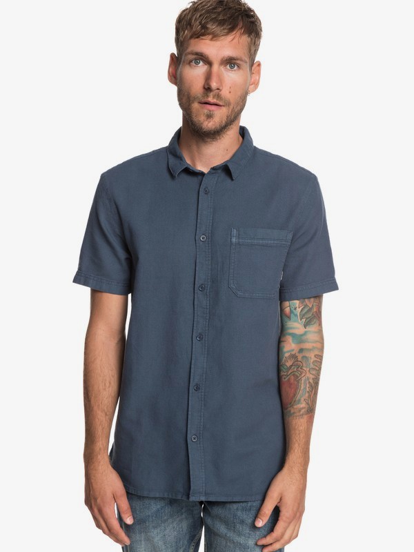 quiksilver, Time Box - Camisa de Manga Corta para Hombre, BLUE NIGHTS (bst0) 0 Time Box - Camisa de Manga Corta para Hombre Azul EQYWT03789 Quiksilver
