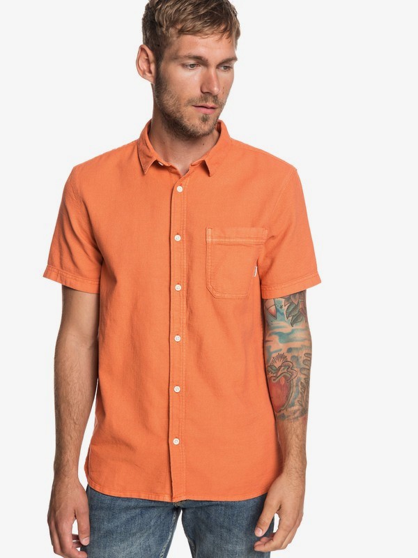 quiksilver, Рубашка с коротким рукавом Time Box, ORANGE RUST (nnc0) 0 Рубашка с коротким рукавом Time Box Оранжевый EQYWT03789 Quiksilver