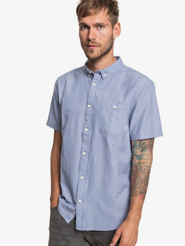 quiksilver, Waterfalls Short Sleeve Shirt, STONE WASH (bkj0) 0 Waterfalls Short Sleeve Shirt Blue EQYWT03791 Quiksilver