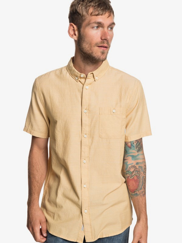 quiksilver, Waterfalls Short Sleeve Shirt, RATTAN (yhp0) 0 Waterfalls Short Sleeve Shirt Yellow EQYWT03791 Quiksilver