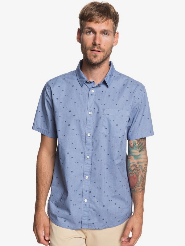 quiksilver, Рубашка с коротким рукавом Rock The Road, STONE WASH ROCK THE ROAD (bkj6) 0 Рубашка с коротким рукавом Rock The Road Синий EQYWT03792 Quiksilver