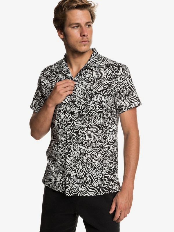quiksilver, The Camp Short Sleeve Shirt, BLACK ACID TRIBE (kvj6) 0 The Camp Short Sleeve Shirt Black EQYWT03796 Quiksilver