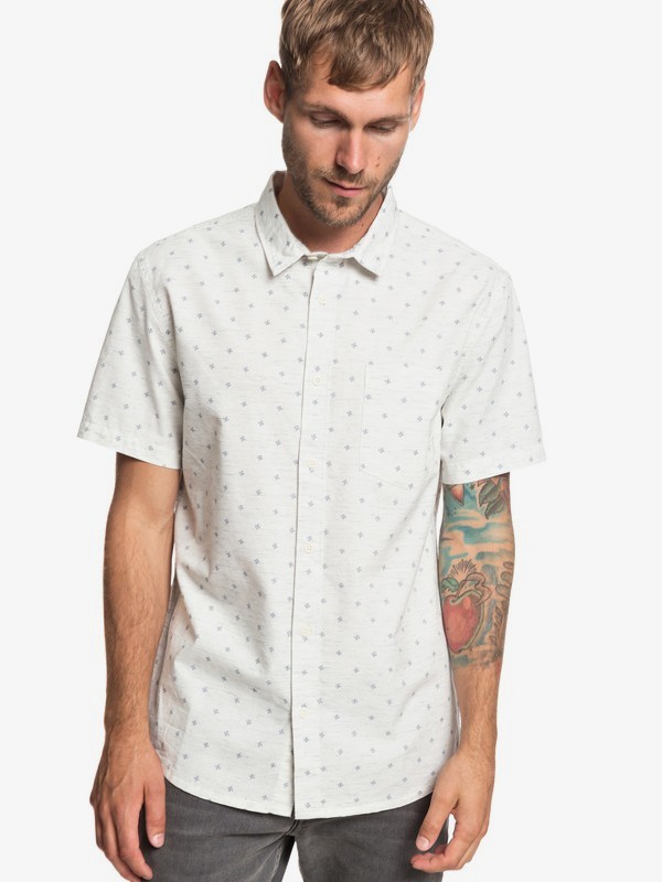 quiksilver, Mini Fins Short Sleeve Shirt, GARDENIA MINI FINS SS (wby6) 0 Mini Fins Short Sleeve Shirt White EQYWT03801 Quiksilver
