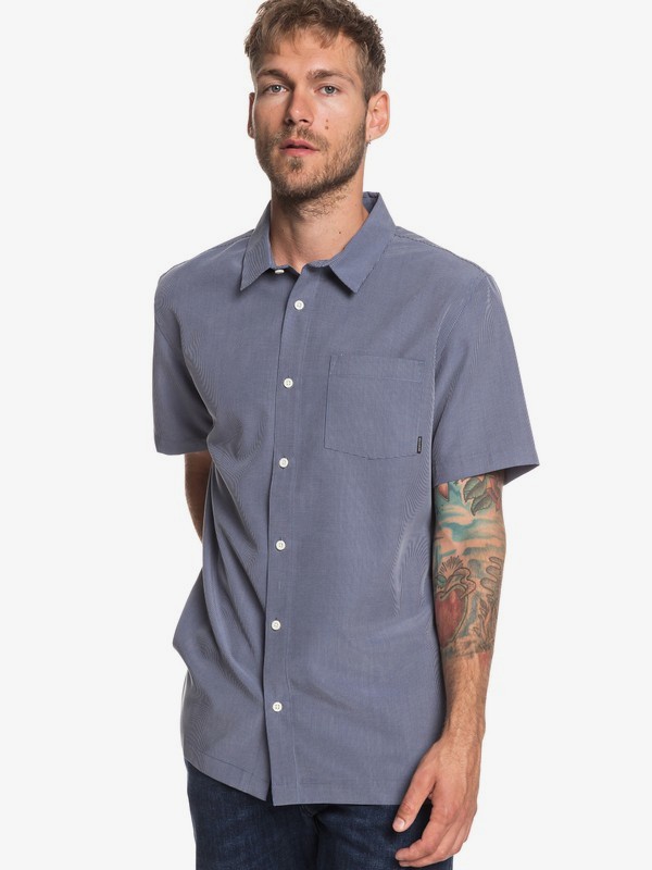 quiksilver, Goff Cove Short Sleeve Shirt, MEDIEVAL BLUE (bte0) 0 Goff Cove Short Sleeve Shirt Blue EQYWT03812 Quiksilver