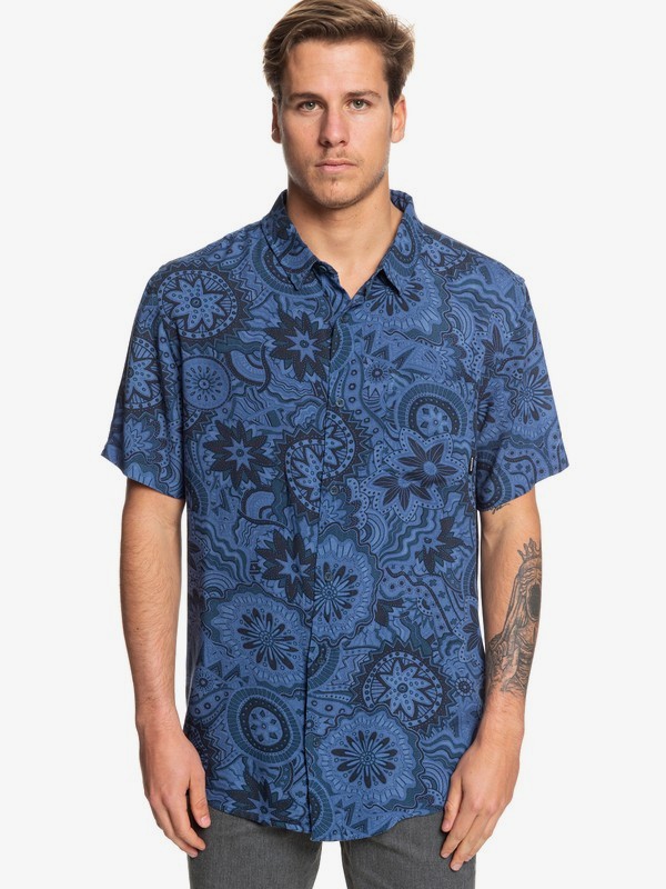quiksilver, Dreamer Short Sleeve Shirt, BLUE NIGHT DREAMER (bst6) 0 Dreamer Short Sleeve Shirt Blue EQYWT03823 Quiksilver
