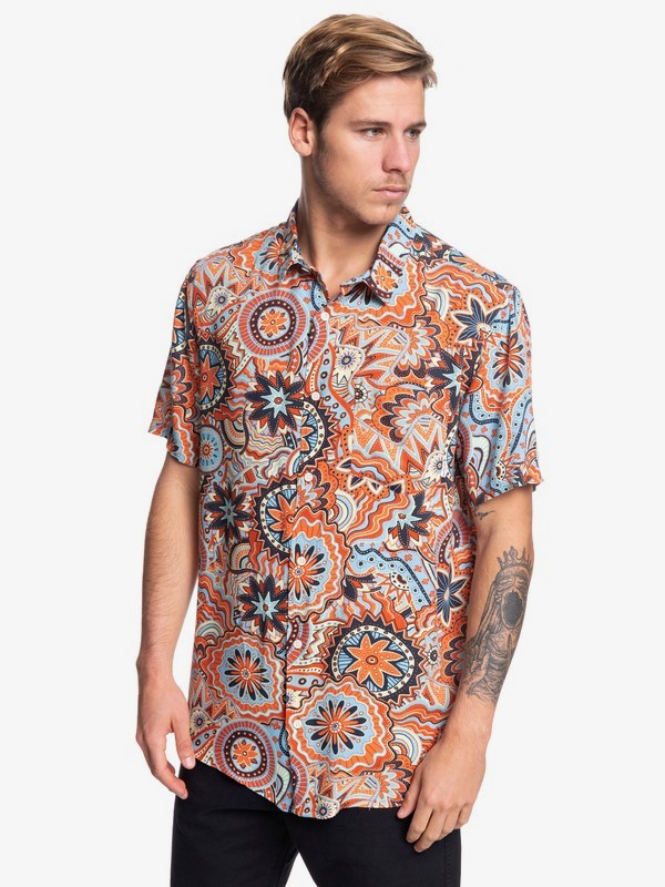 quiksilver, Dreamer Short Sleeve Shirt, FLAMINGO DREAMER (nks6) 0 Dreamer Short Sleeve Shirt Orange EQYWT03823 Quiksilver