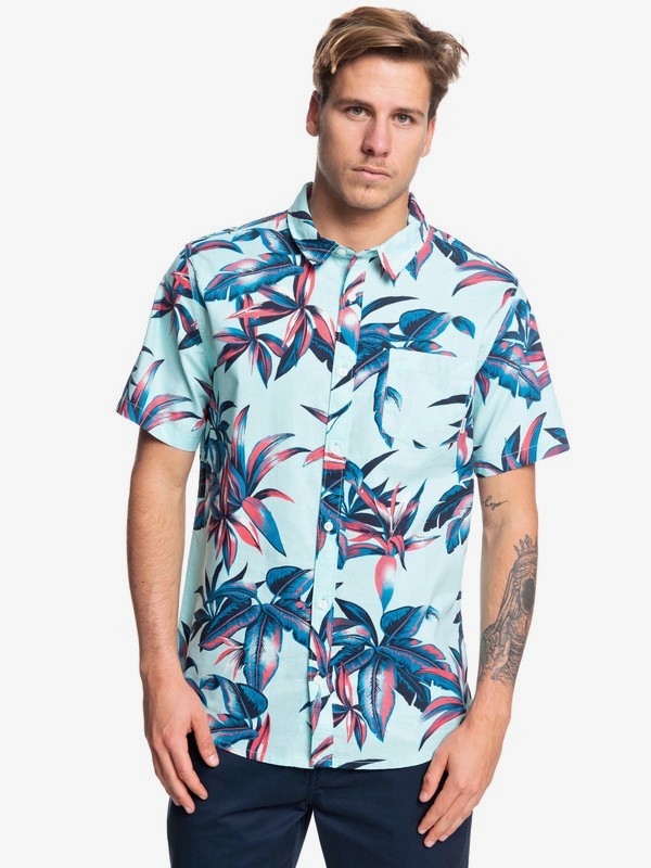 quiksilver, Deep Bay Short Sleeve Hawaiian Shirt, AQUA SPLASH DEEP BAY (bzg6) 0 Deep Bay Short Sleeve Hawaiian Shirt Blue EQYWT03824 Quiksilver