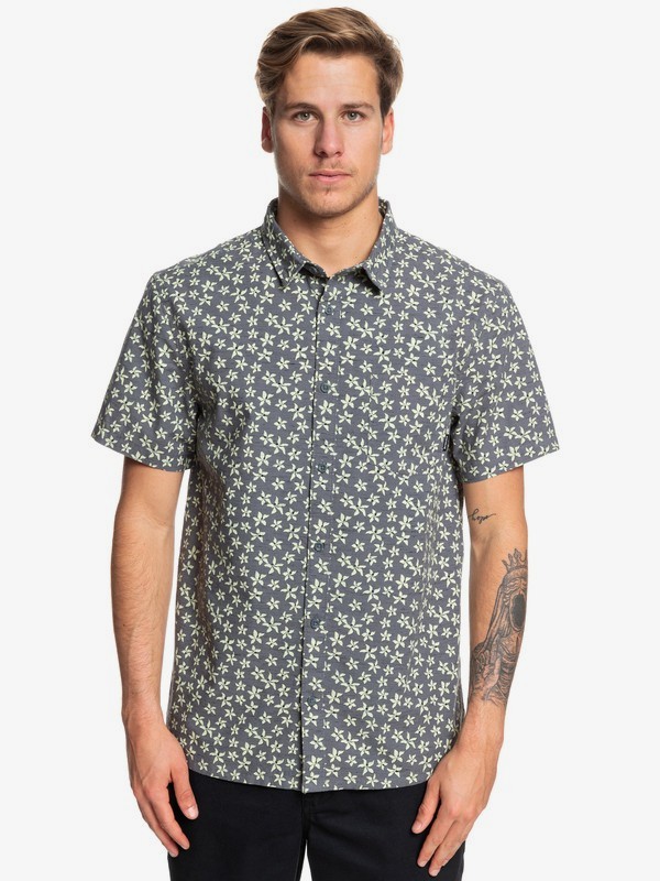 quiksilver, Minimal Flower Short Sleeve Shirt, QUIET SHADE MINIMAL FLOWER (kze6) 0 Minimal Flower Short Sleeve Shirt Black EQYWT03828 Quiksilver