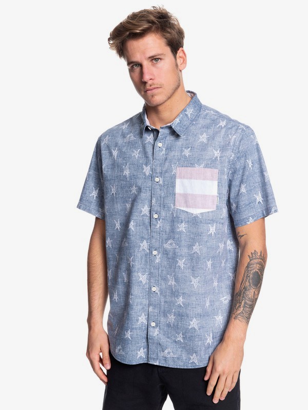 quiksilver, 4th July Short Sleeve Shirt, DARK DENIM 4TH JULY (brq6) 0 4th July Short Sleeve Shirt Blue EQYWT03834 Quiksilver