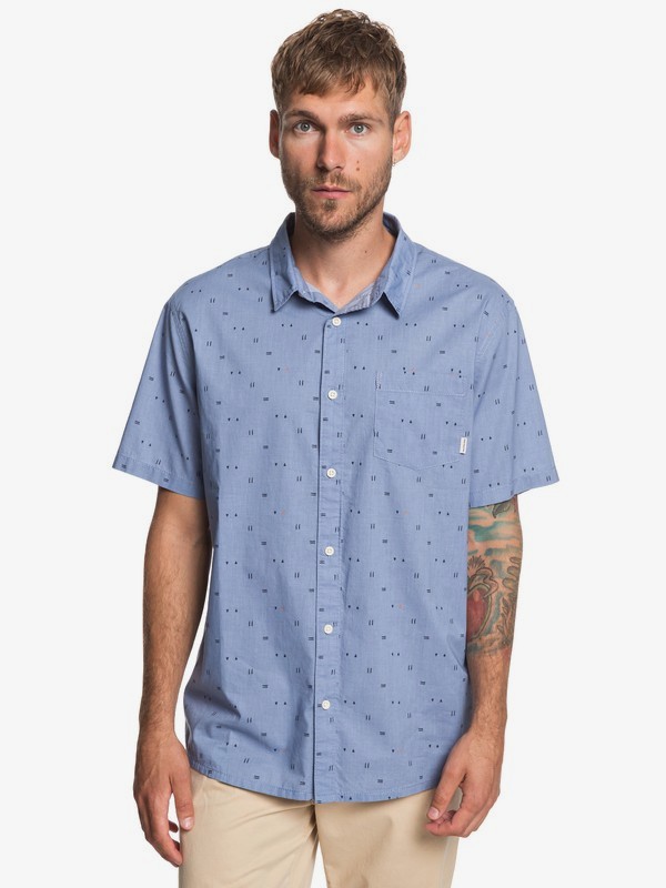 quiksilver, Rock The Road Short Sleeve Shirt, STONE WASH ROCK THE ROAD (bkj6) 0 Rock The Road Short Sleeve Shirt Blue EQYWT03836 Quiksilver
