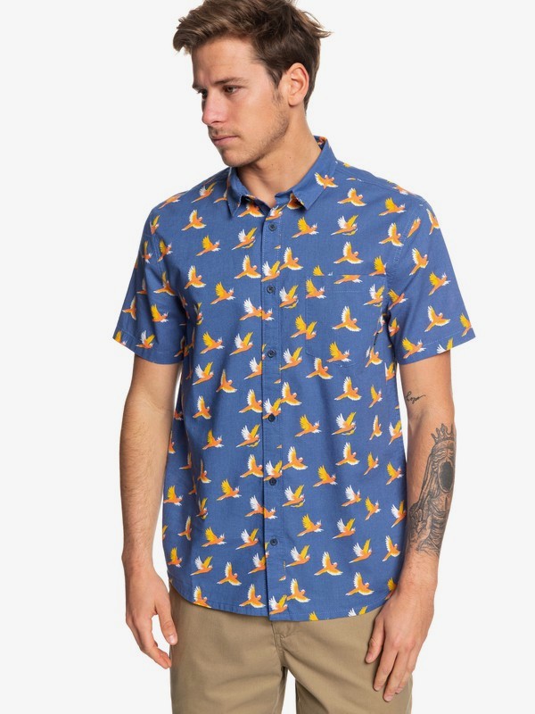 quiksilver, Cockatoo Short Sleeve Shirt, TRUE NAVY_COCKATOO YB (bpz6) 0 Cockatoo Short Sleeve Shirt Blue EQYWT03838 Quiksilver