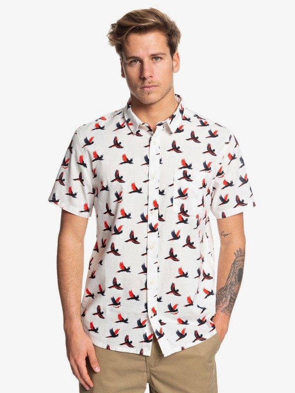 quiksilver, Cockatoo Short Sleeve Shirt, GARDENIA_COCKATOO YB (wby6) 0 Cockatoo Short Sleeve Shirt White EQYWT03838 Quiksilver