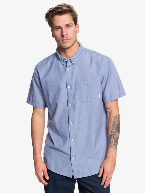 quiksilver, Waterfalls Short Sleeve Shirt, STONE WASH (bkj0) 0 Waterfalls Short Sleeve Shirt Blue EQYWT03841 Quiksilver