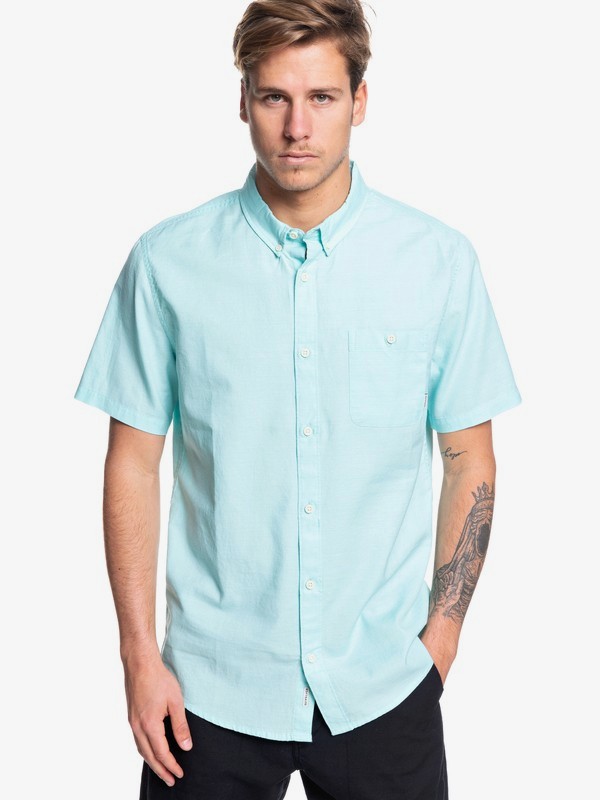 quiksilver, Waterfalls Short Sleeve Shirt, AQUA SPLASH (bzg0) 0 Waterfalls Short Sleeve Shirt Blue EQYWT03841 Quiksilver