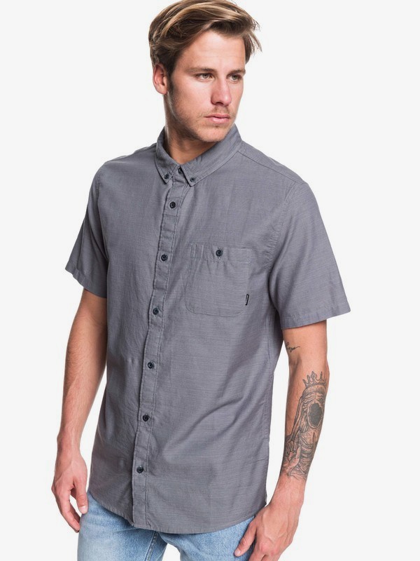 quiksilver, Waterfalls Short Sleeve Shirt, QUIET SHADE (kze0) 0 Waterfalls Short Sleeve Shirt Black EQYWT03841 Quiksilver