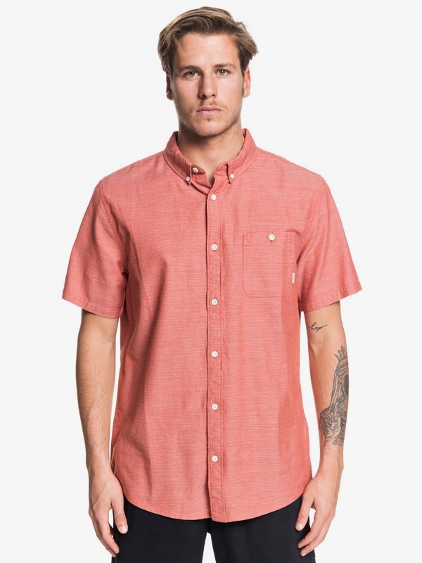 quiksilver, Waterfalls Short Sleeve Shirt, BURNT BRICK (mpm0) 0 Waterfalls Short Sleeve Shirt Pink EQYWT03841 Quiksilver