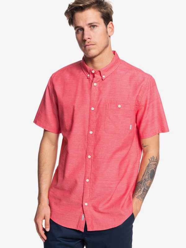 quiksilver, Waterfalls Short Sleeve Shirt, HIBISCUS (rmz0) 0 Waterfalls Short Sleeve Shirt Red EQYWT03841 Quiksilver