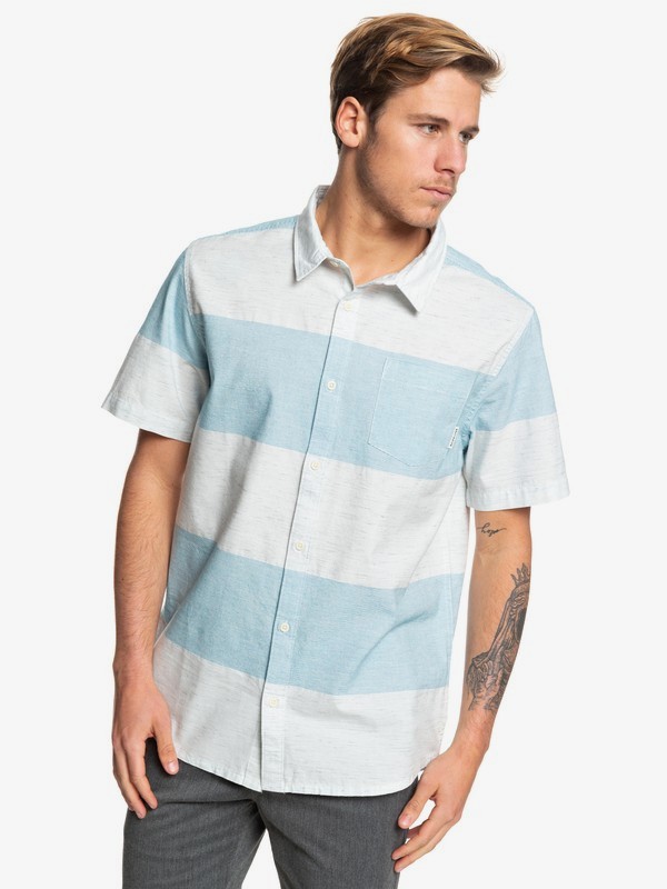 quiksilver, Bars Need Guitars Short Sleeve Shirt, FJORD BLUE BARS NEED GUITARS (bpj3) 0 Bars Need Guitars Short Sleeve Shirt Blue EQYWT03843 Quiksilver