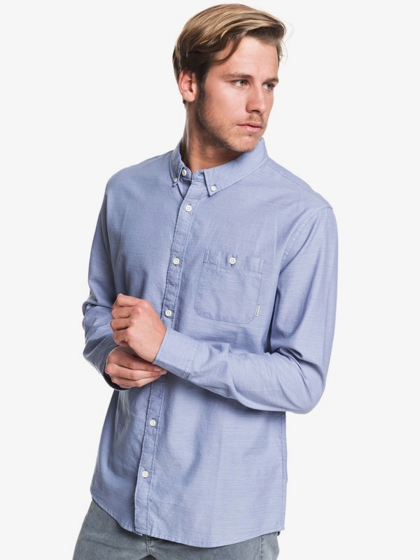 quiksilver, Waterfall Long Sleeve Shirt, STONE WASH (bkj0) 0 Waterfall Long Sleeve Shirt Blue EQYWT03844 Quiksilver