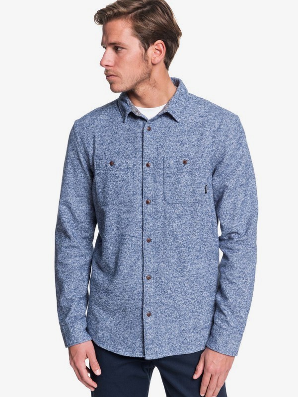 quiksilver, Wollemi - Long Sleeve Shirt, MOONLIT OCEAN HEATHER (bykh) 0 Wollemi - Long Sleeve Shirt Blue EQYWT03845 Quiksilver