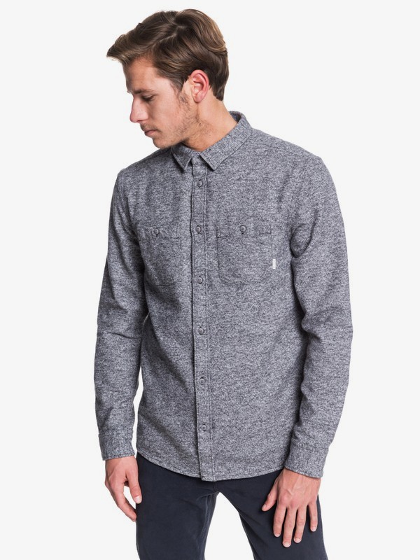 quiksilver, Wollemi Long Sleeve Shirt, MEDIUM GREY HEATHER (kpvh) 0 Wollemi Long Sleeve Shirt Black EQYWT03845 Quiksilver