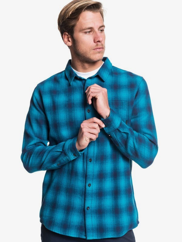quiksilver, Inca Gold Check Long Sleeve Shirt, CRYSTAL TEAL INCA CHECK (brn1) 0 Inca Gold Check Long Sleeve Shirt Blue EQYWT03847 Quiksilver