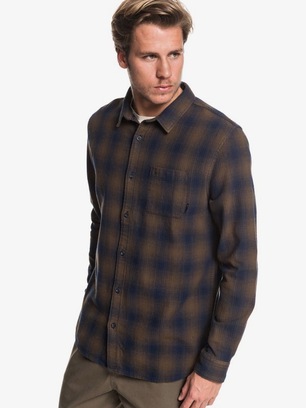 quiksilver, Inca Gold Check Long Sleeve Shirt, DEEP DEPTH INCA CHECK (czc1) 0 Inca Gold Check Long Sleeve Shirt Brown EQYWT03847 Quiksilver
