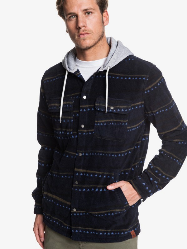 quiksilver, Surf Days Hooded Long Sleeve Polar Fleece Shirt, SKY CAPTAIN DOTTY LINES (kye6) 0 Surf Days Hooded Long Sleeve Polar Fleece Shirt Black EQYWT03850 Quiksilver