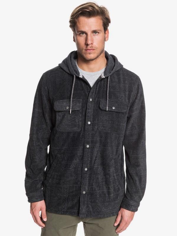 quiksilver, Surf Days Hooded Long Sleeve Polar Fleece Shirt, IRON GATE YAWNING FORTRESS (kzm6) 0 Surf Days Hooded Long Sleeve Polar Fleece Shirt Black EQYWT03850 Quiksilver