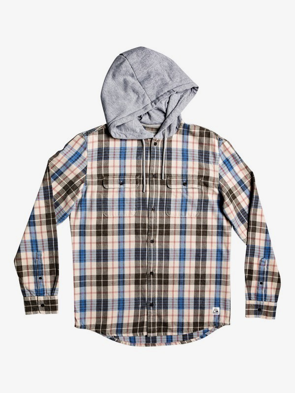quiksilver, Mitta Tang Long Sleeve Hooded Flannel Shirt, BRAZILIAN SAND TANG HOOD (ten1) 0 Mitta Tang Long Sleeve Hooded Flannel Shirt Beige EQYWT03852 Quiksilver