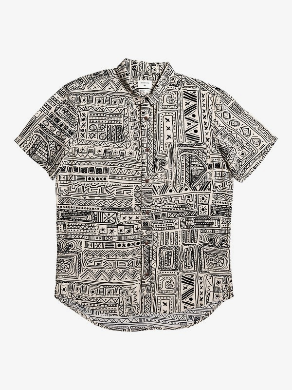 quiksilver, Ningaloo Reef Short Sleeve Shirt, BRAZILIAN SAND YAWNING FORTRES (ten6) 0 Ningaloo Reef Short Sleeve Shirt Beige EQYWT03859 Quiksilver