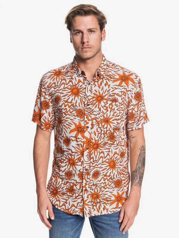 quiksilver, Ningaloo Reef Short Sleeve Shirt, NASTURTIUM NINGA DSRT TRIPPER (nkm6) 0 Ningaloo Reef Short Sleeve Shirt Orange EQYWT03859 Quiksilver