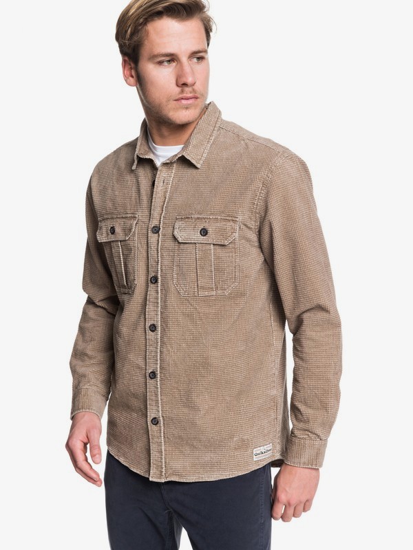 quiksilver, Sara Toga Long Sleeve Corduroy Shirt, CARIBOU (sze0) 0 Sara Toga Long Sleeve Corduroy Shirt Grey EQYWT03867 Quiksilver