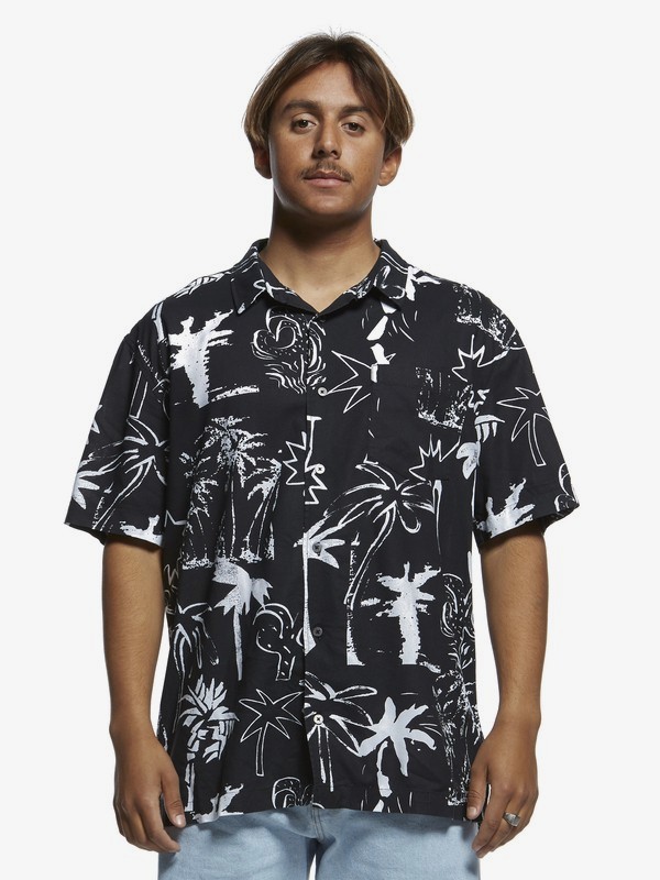 quiksilver, Jungle Fever Short Sleeve Shirt, BLACK JUNGLE FEVER (kvj9) 0 Jungle Fever Short Sleeve Shirt Black EQYWT03907 Quiksilver