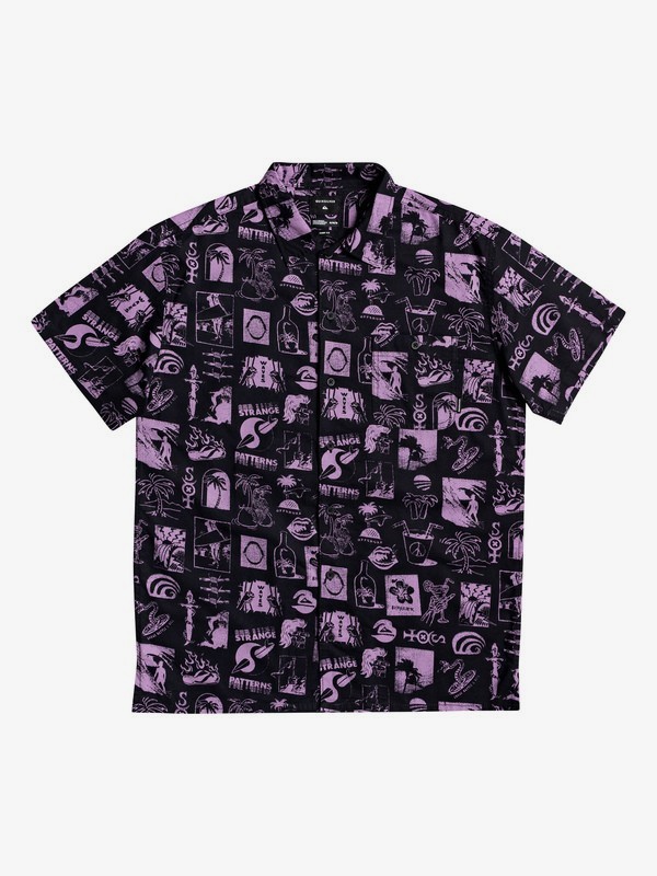 quiksilver, Strange Patterns Short Sleeve Camp Shirt, BLACK STRANGE PATTERN (kvj6) 0 Strange Patterns Short Sleeve Camp Shirt Black EQYWT03912 Quiksilver