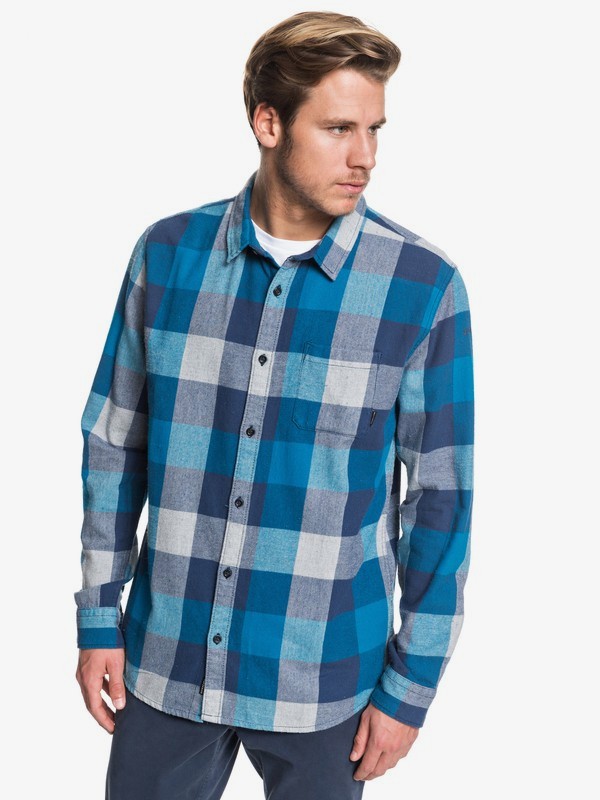 quiksilver, Motherfly Flannel Long Sleeve Shirt, CRYSTAL TEAL MOTHERFLY (brn1) 0 Motherfly Flannel Long Sleeve Shirt Blue EQYWT03918 Quiksilver